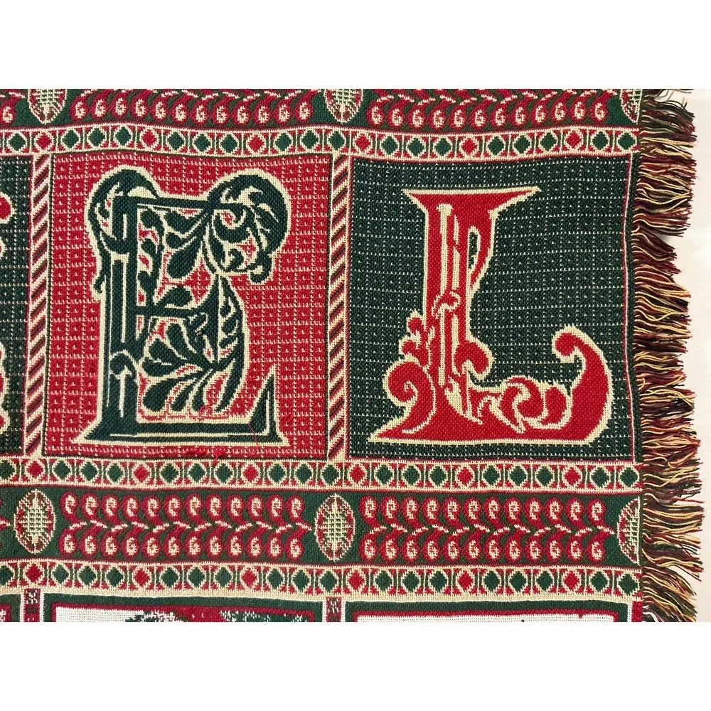 Christmas Holiday Tapestry Tassel Throw Blanket 50 X 70